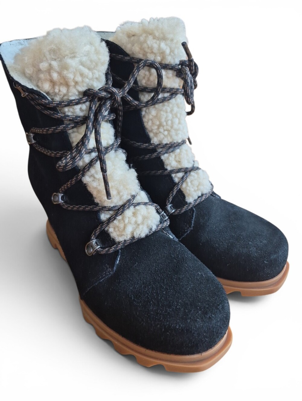 Sorel Women's Boots Joan of Arctic Wedge III Lace Cozy Shearling - Picture 2 of 14